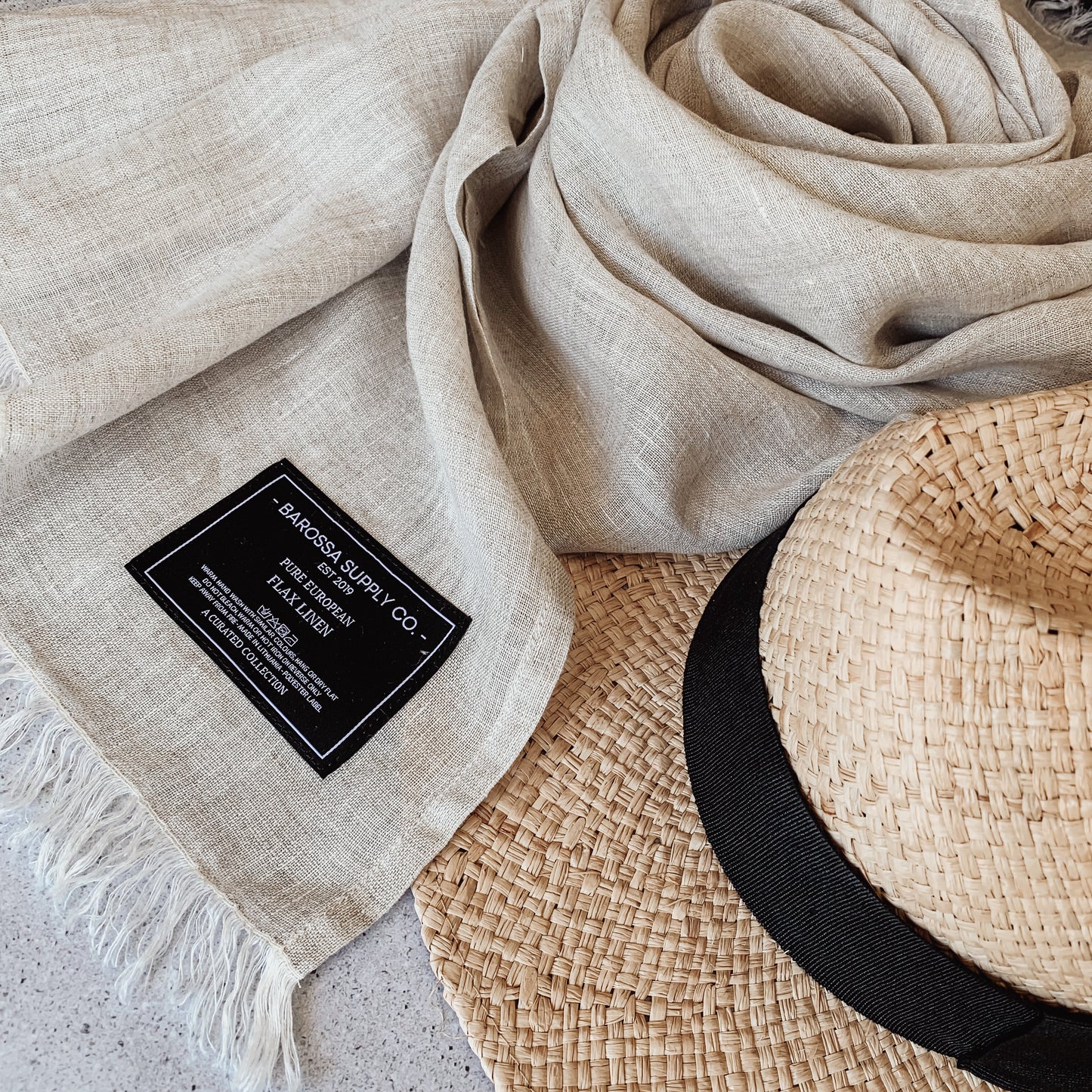 Natural - Linen Scarf - Fringed