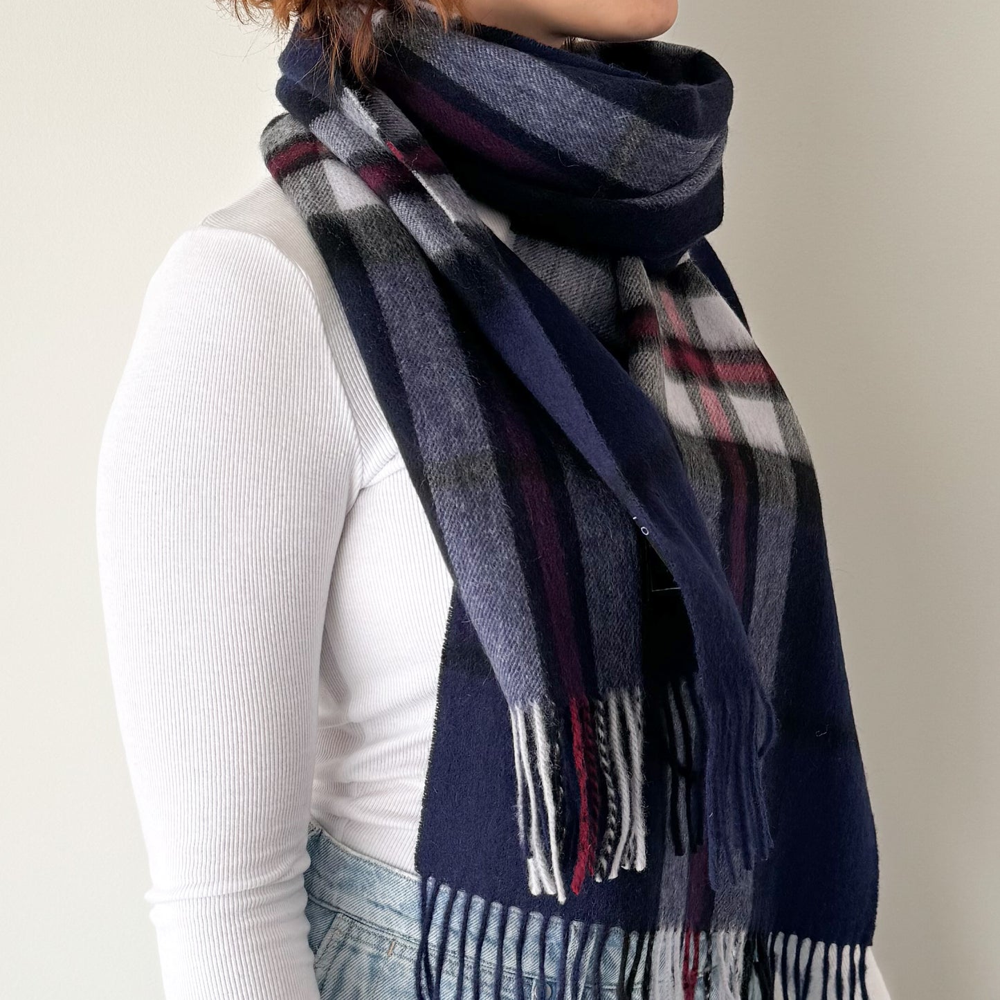 Thomson Navy - Scottish Tartan Lambswool Wide Scarf