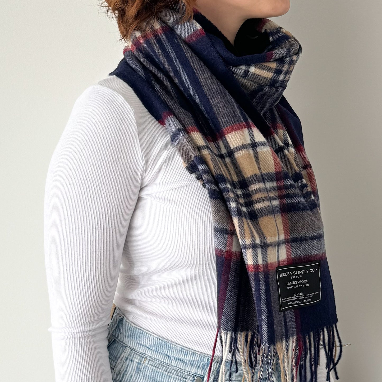 Stewart Navy - Scottish Tartan Lambswool Wide Scarf