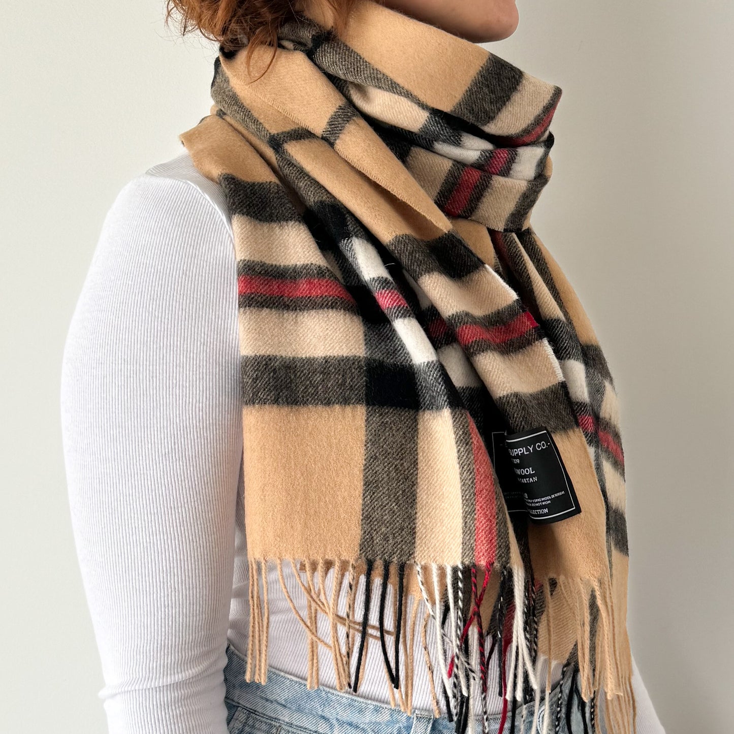 Thomson Camel - Scottish Tartan Lambswool Wide Scarf