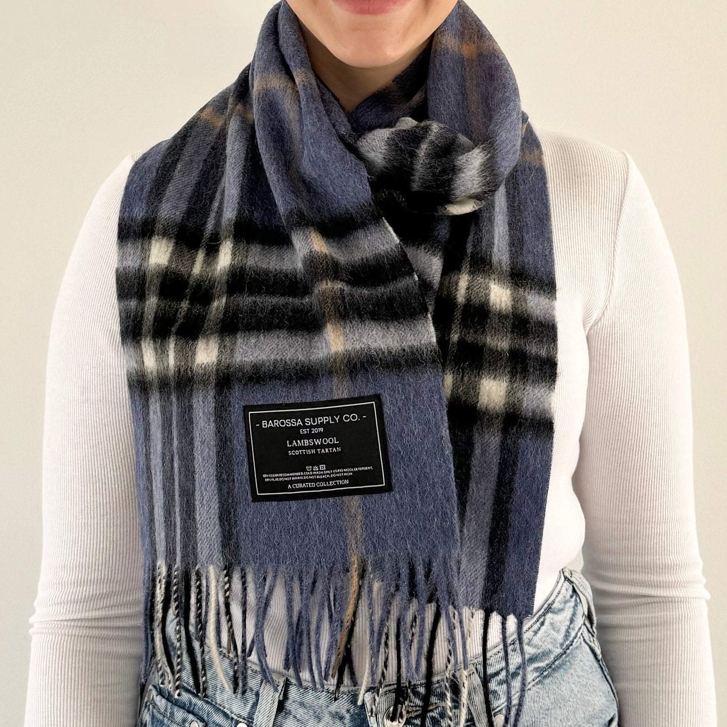 Thomson Enlarged Denim - Scottish Tartan Lambswool Scarf