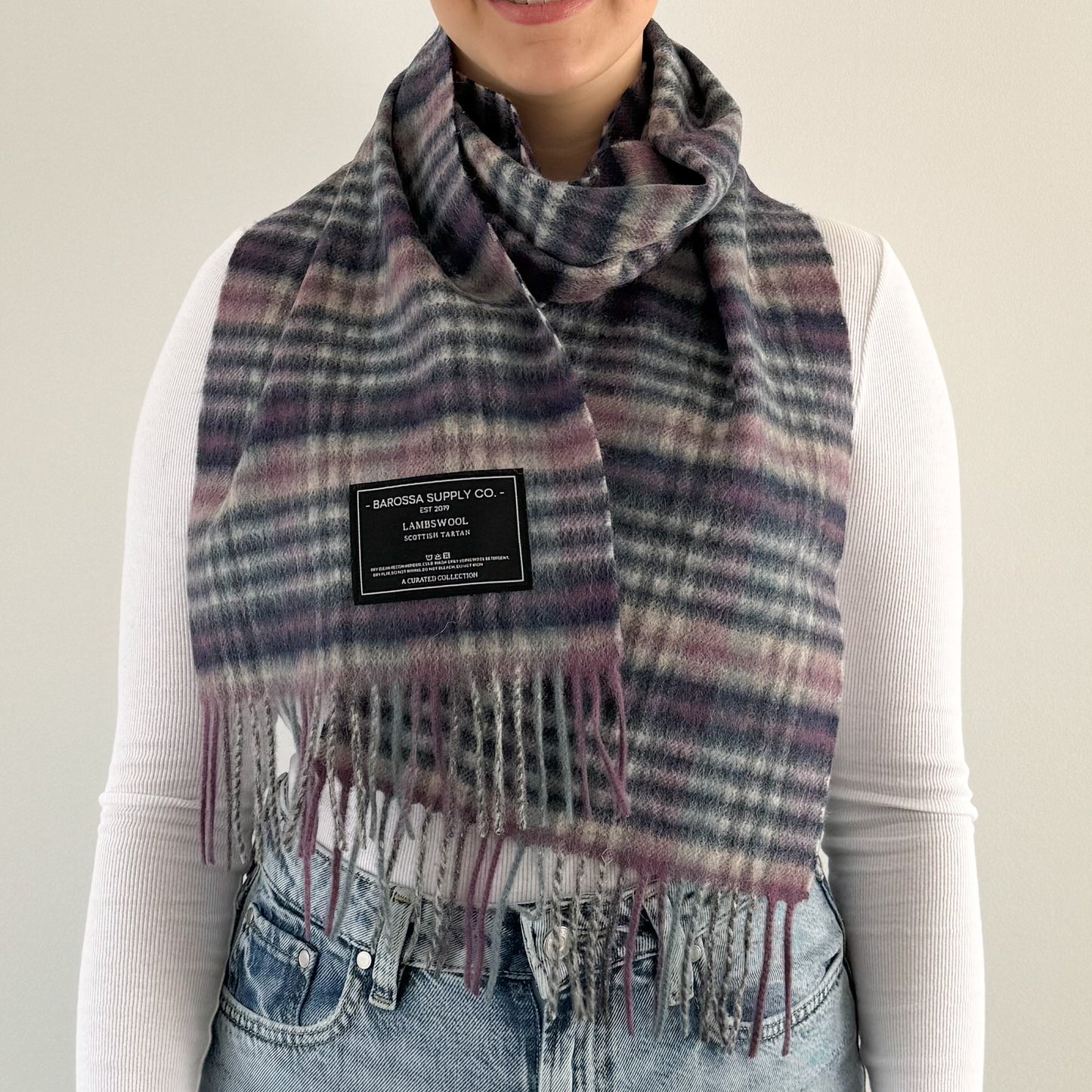Gingham Blues - Scottish Tartan Lambswool Scarf