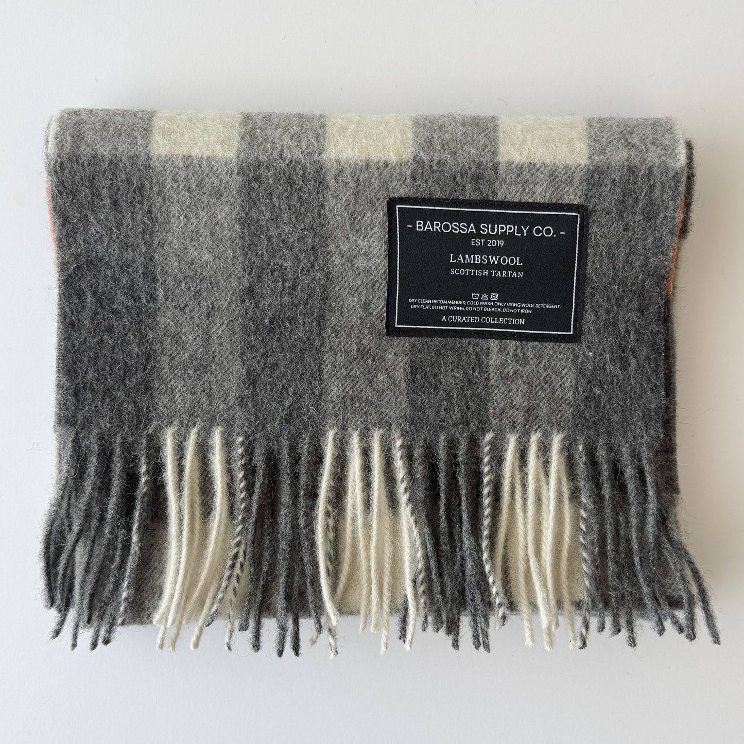 Chequer Teal / Peach / Grey - Scottish Tartan Lambswool Scarf