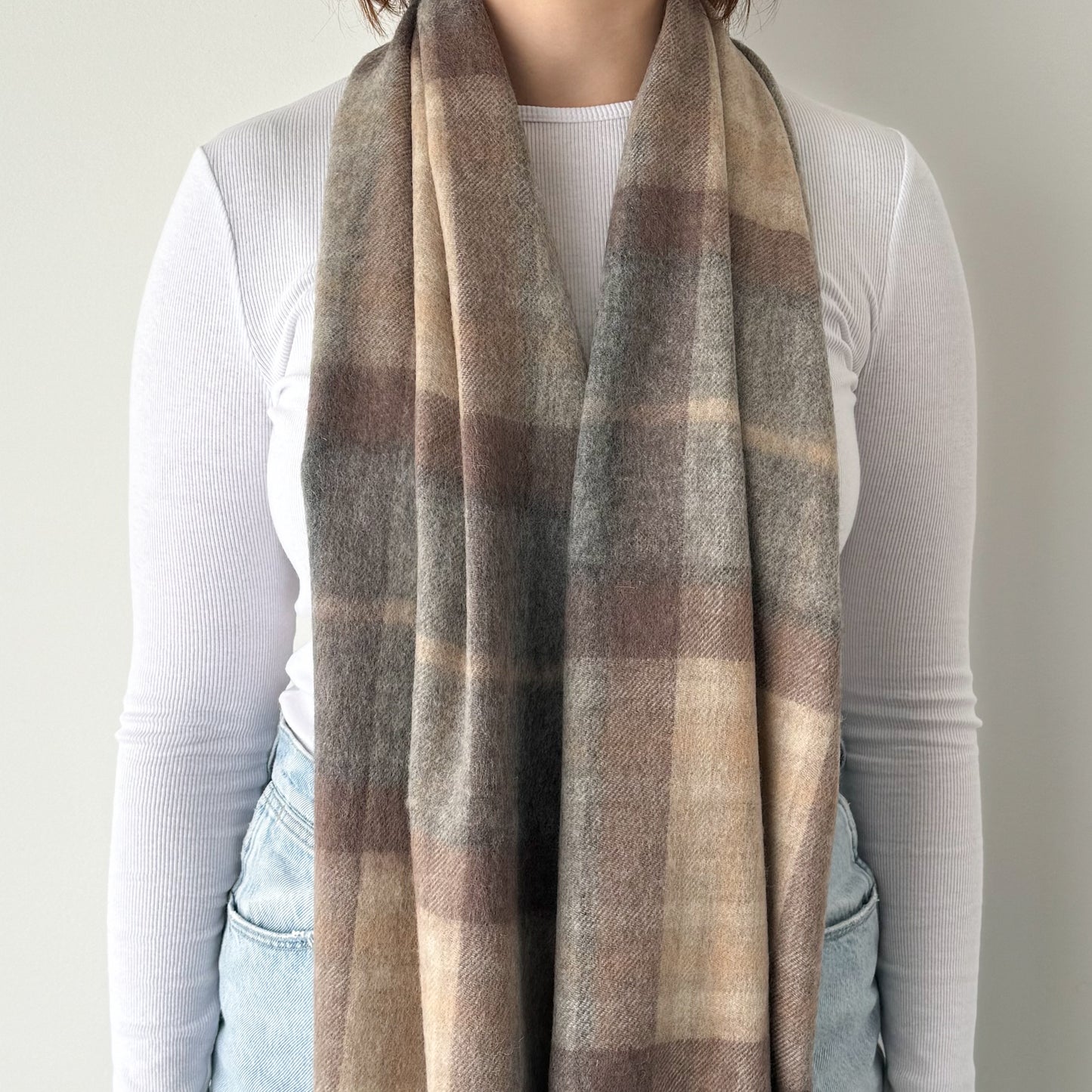 Mackellar Natural - Scottish Tartan Lambswool Wide Scarf