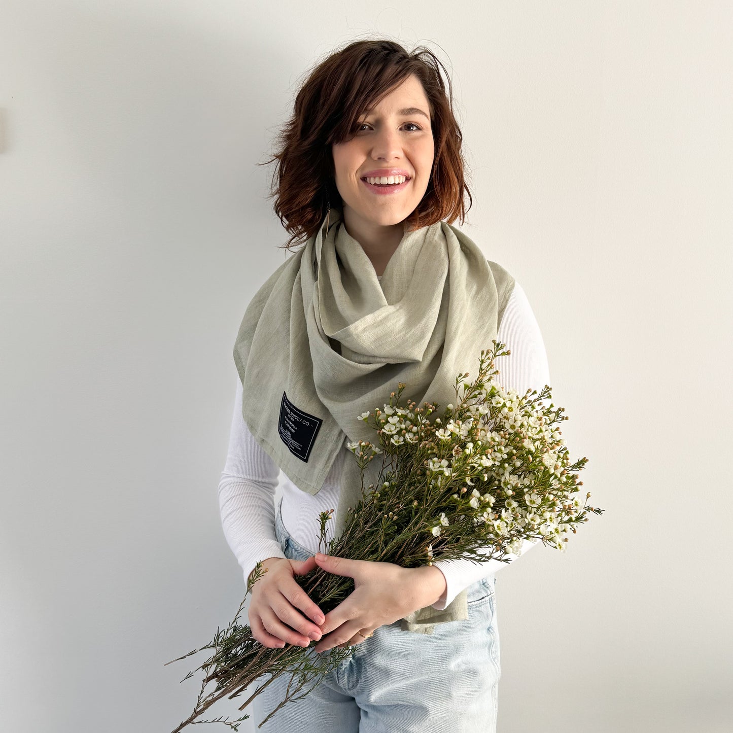 Pistachio Linen Scarf
