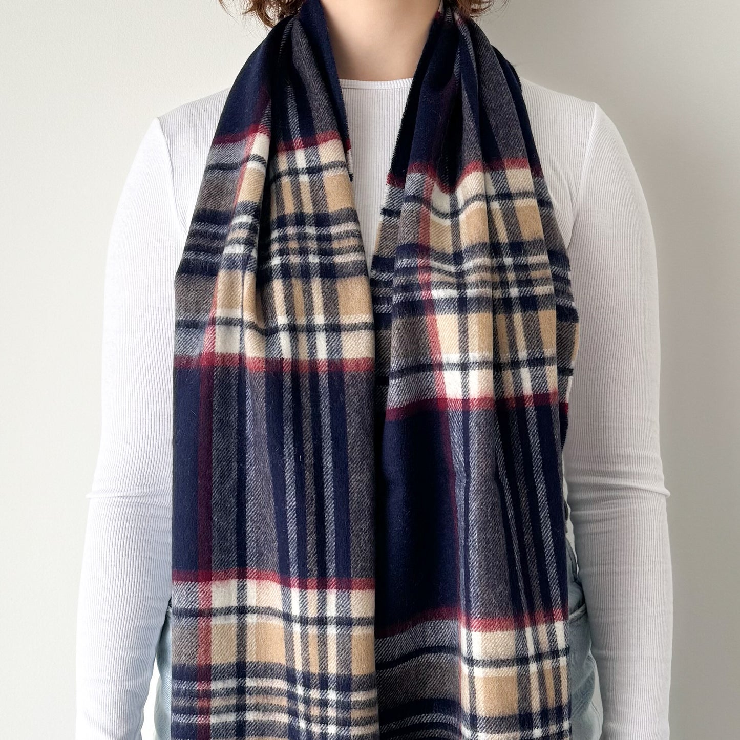 Stewart Navy - Scottish Tartan Lambswool Wide Scarf