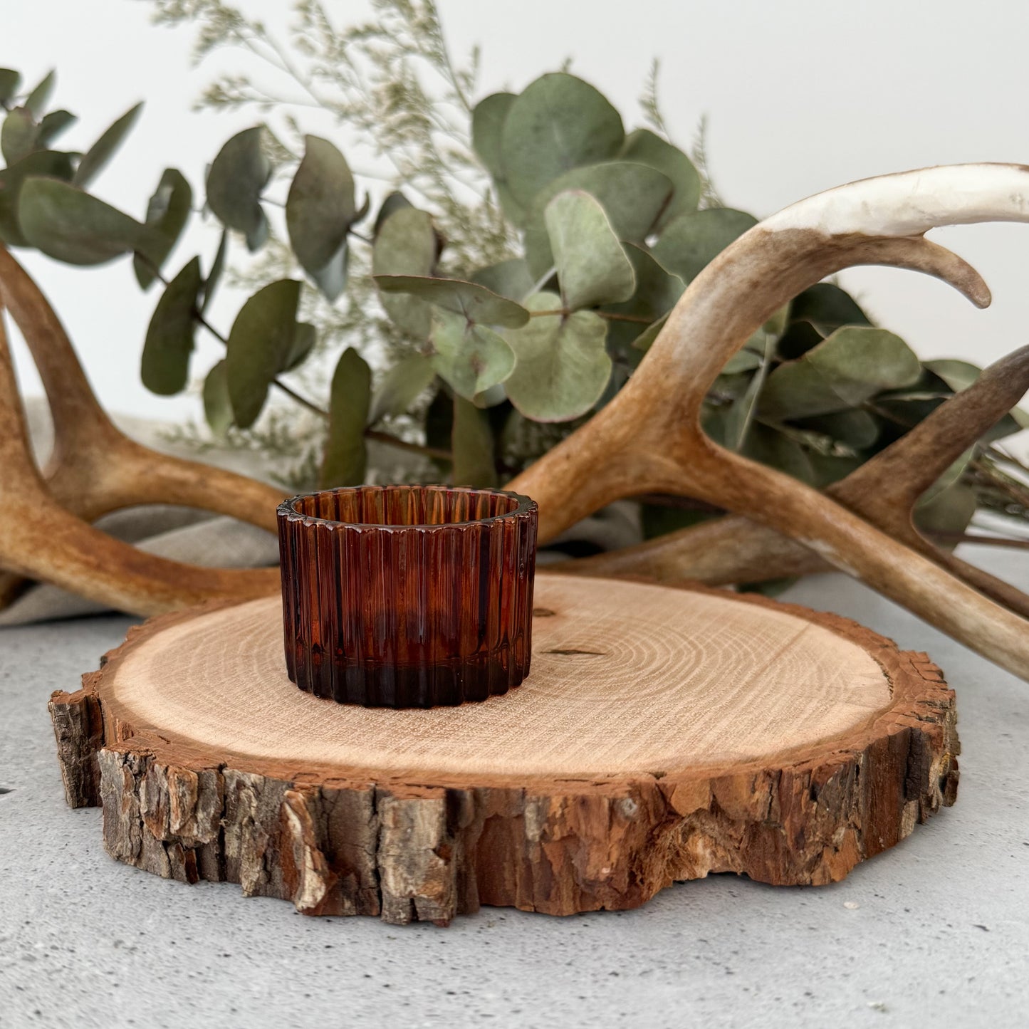 Amber Glass Tealight Holder