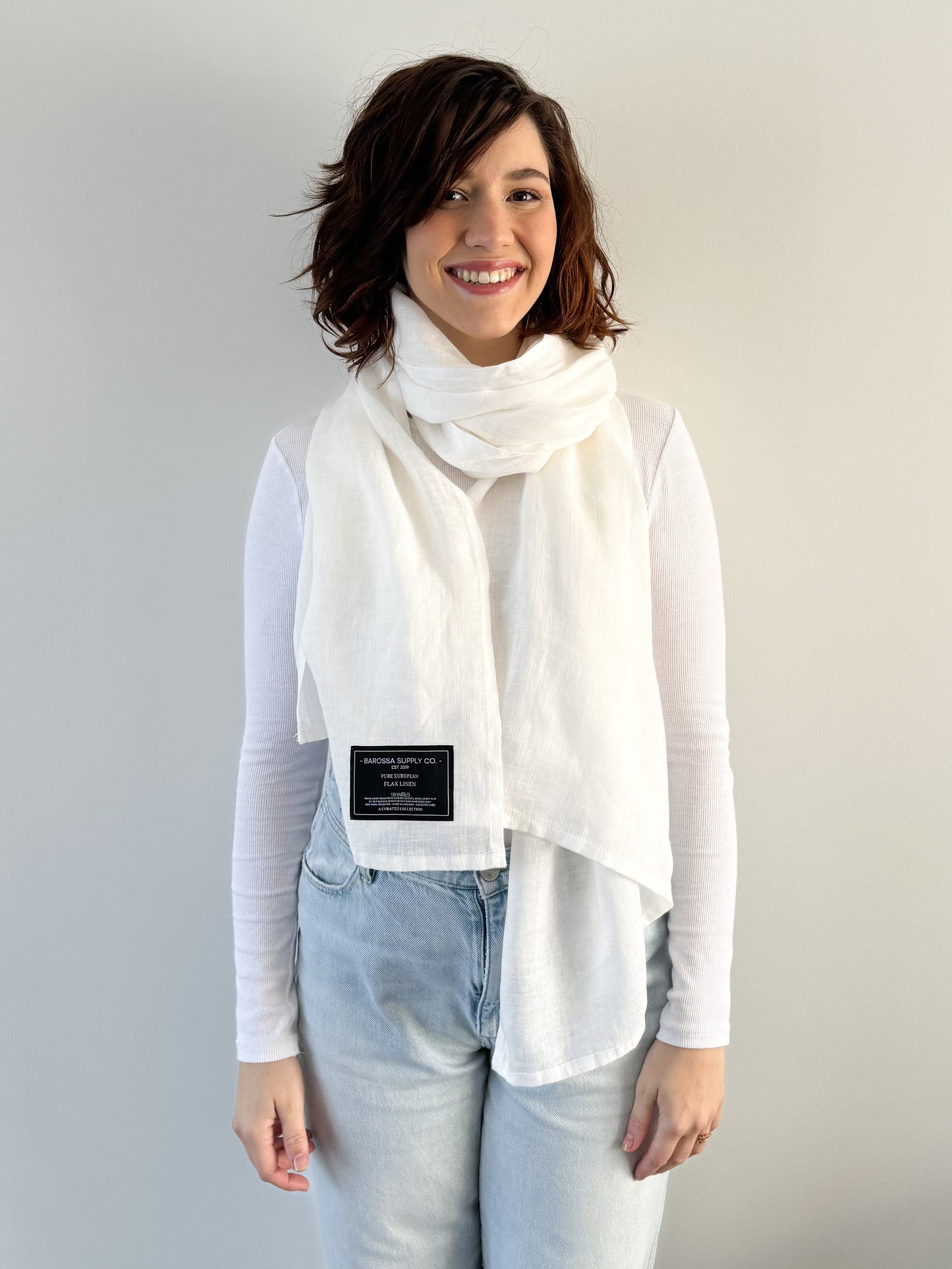 Pure White - Linen Scarf