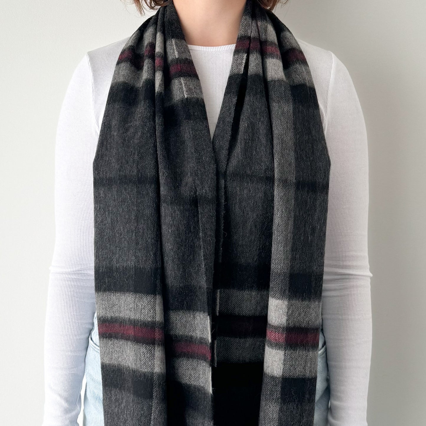 Thomson Charcoal - Scottish Tartan Lambswool Wide Scarf