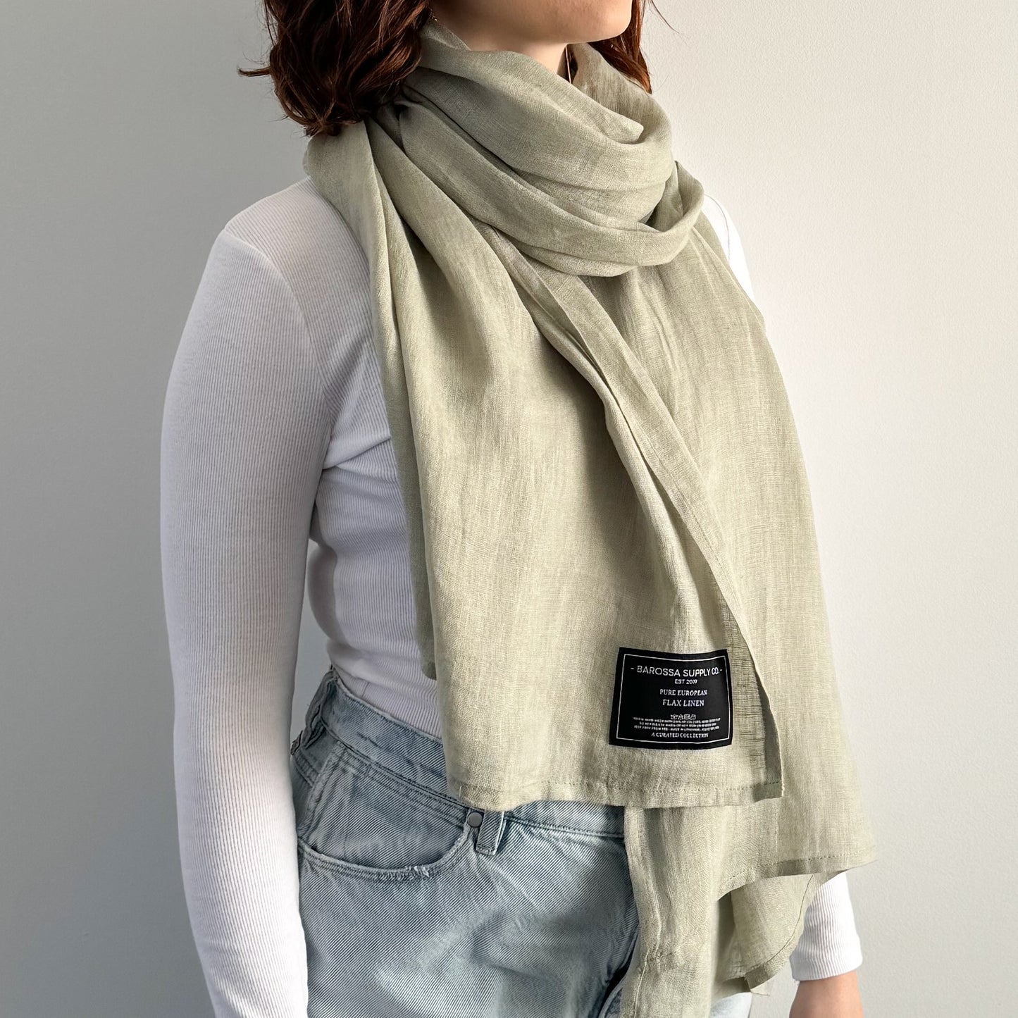 Pistachio Linen Scarf