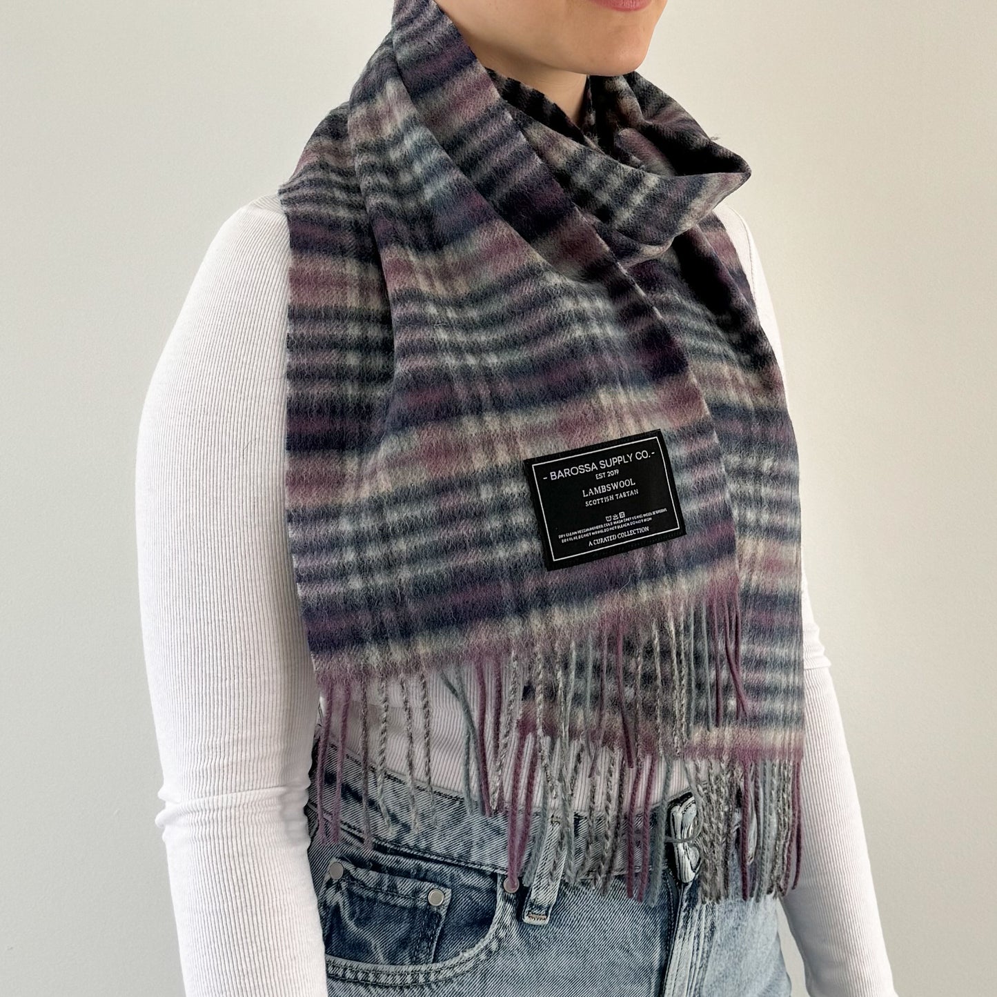 Gingham Blues - Scottish Tartan Lambswool Scarf