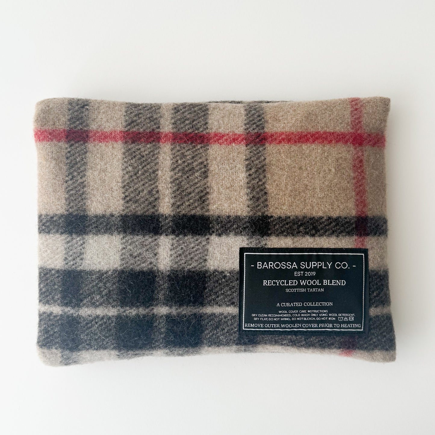 Recycled Wool Blend Scottish Tartan Heat Pack - Thomson Camel