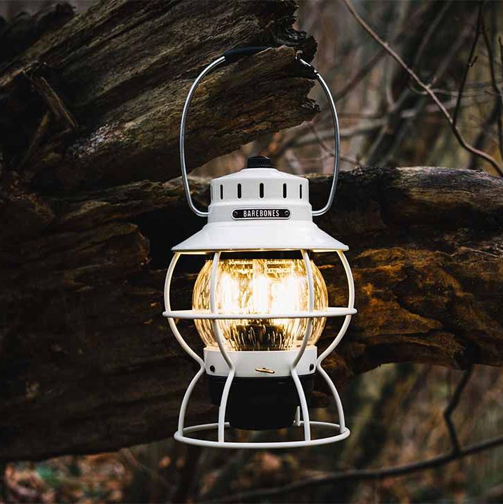 Vintage White Railroad Lantern - Barebones
