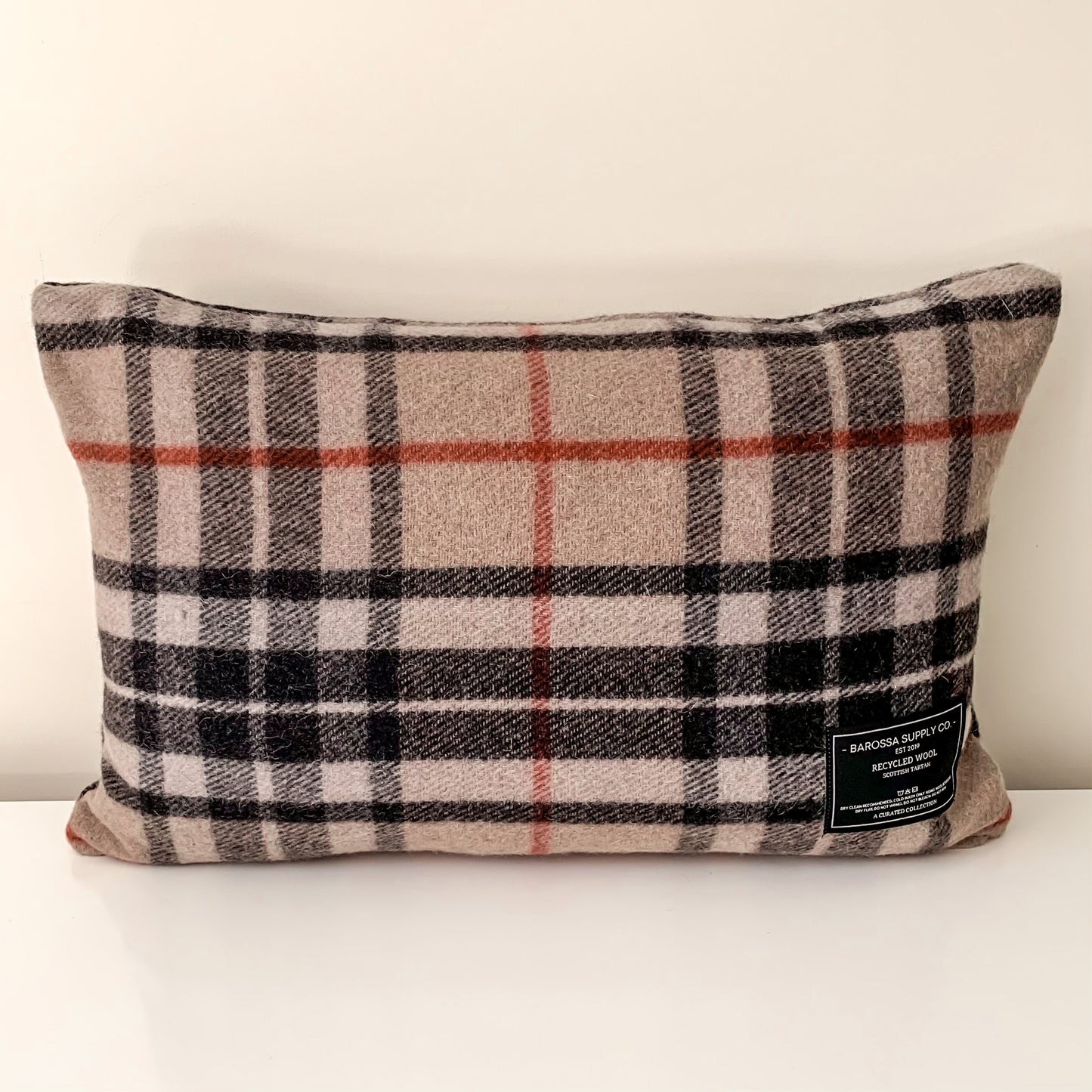 Recycled Wool Scottish Tartan Cushion | Thomson Camel