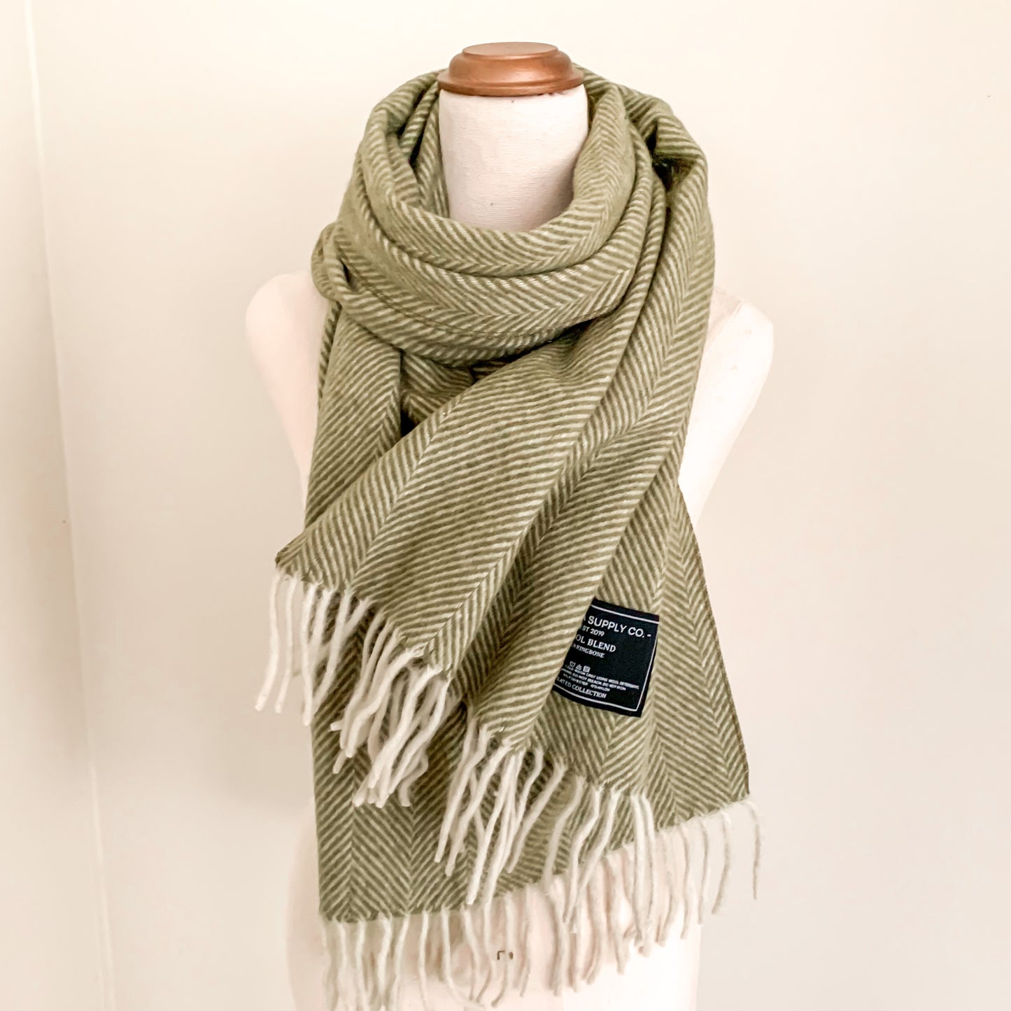 Luxe Herringbone Blanket Wrap - Olive