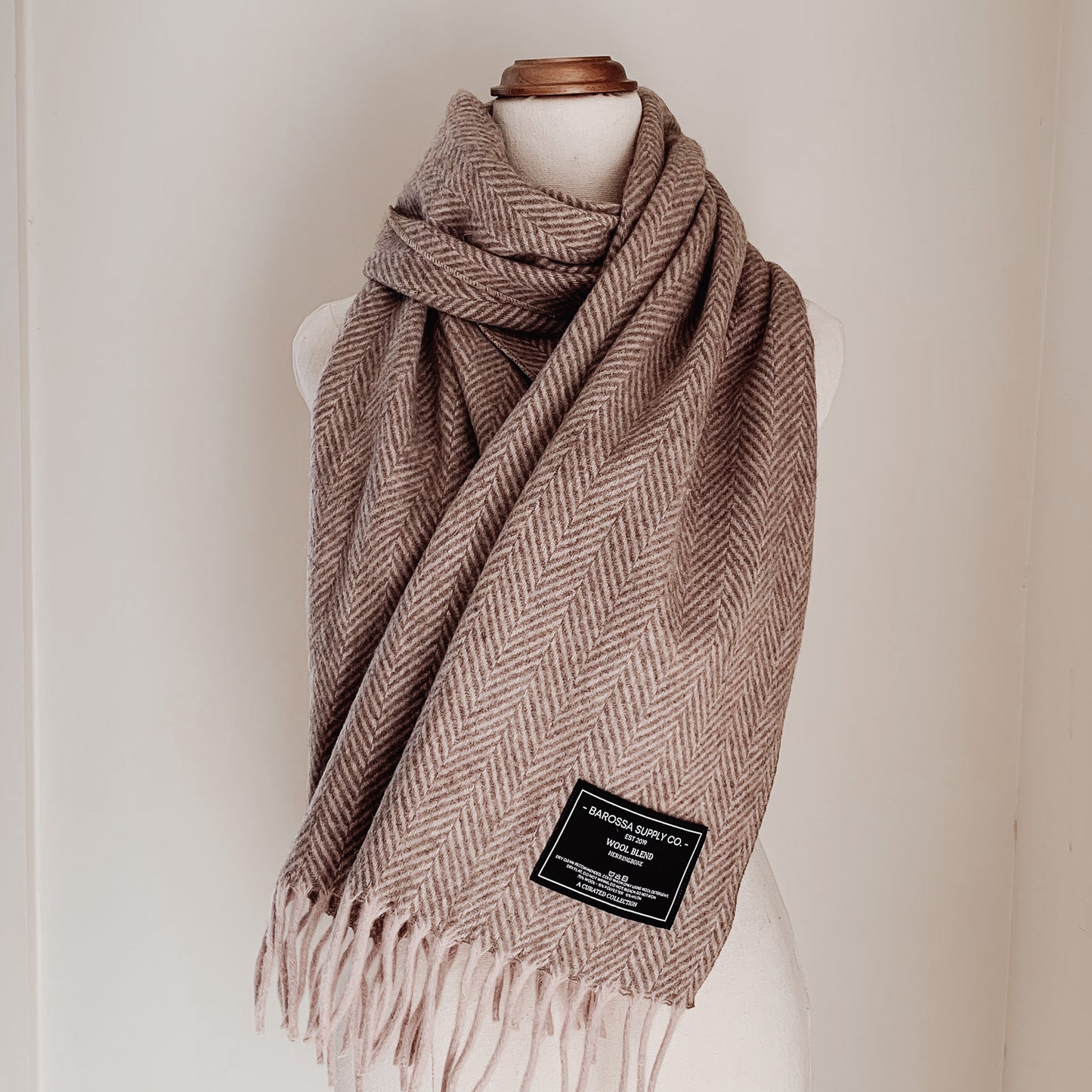 Luxe Herringbone Blanket Wrap - Dusty Rose