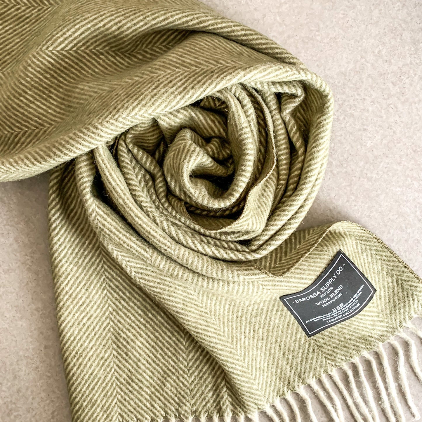 Luxe Herringbone Blanket Wrap - Olive