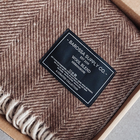 Herringbone Wool Blend Blankets