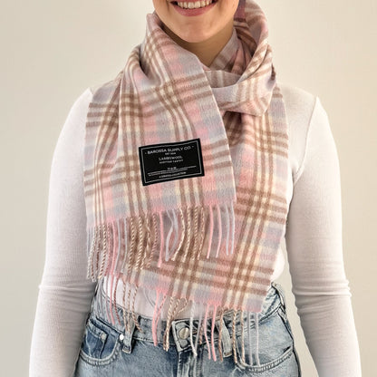 Gingham Pinks - Scottish Tartan Lambswool Scarf