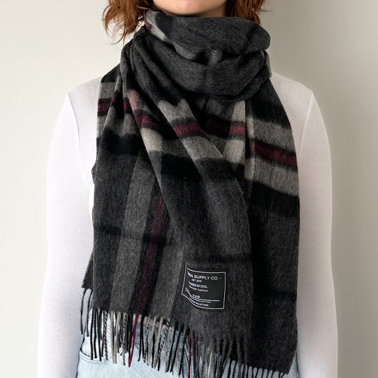 Thomson Charcoal - Scottish Tartan Lambswool Wide Scarf