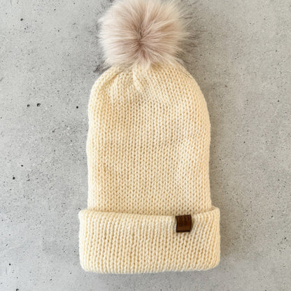 Double Knit Pom Pom Beanie - Australian Wool