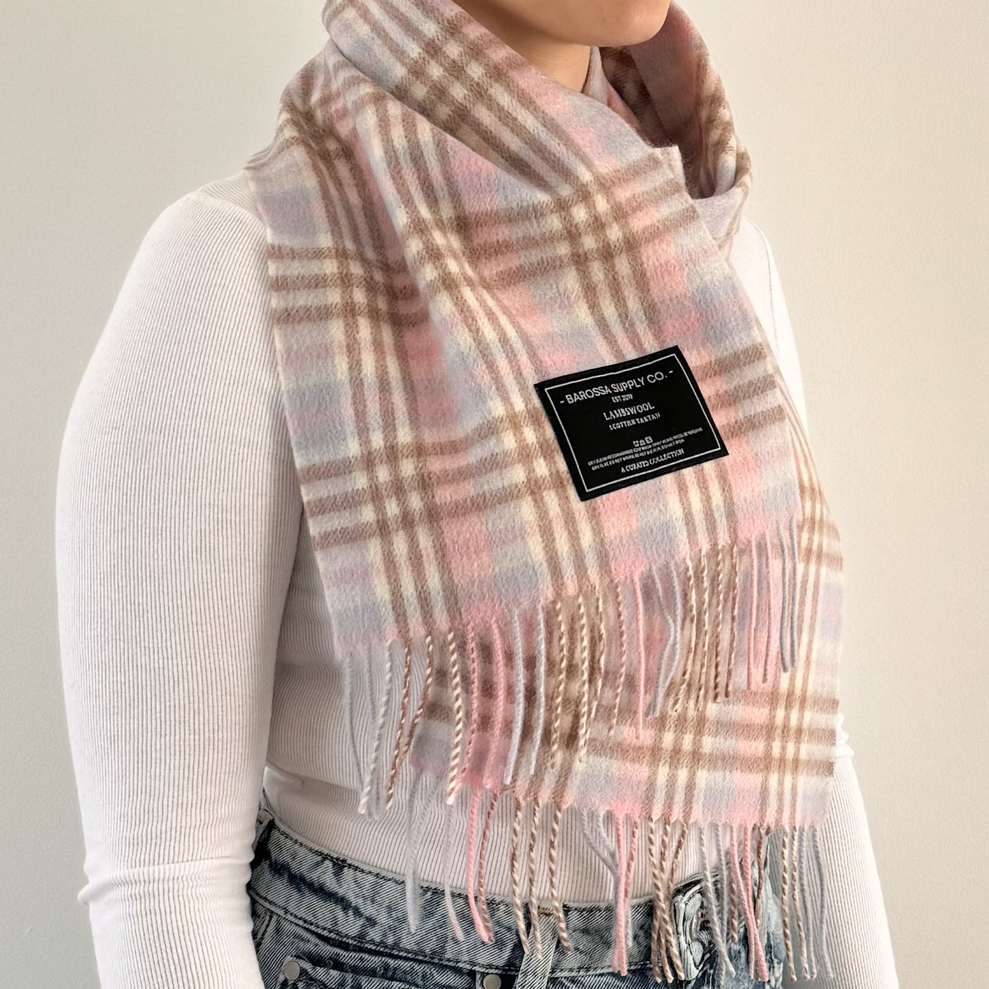 Gingham Pinks - Scottish Tartan Lambswool Scarf