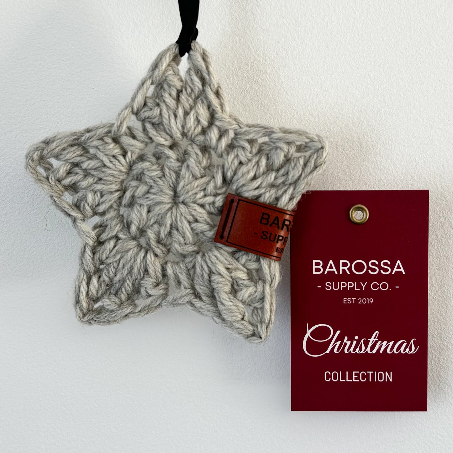 Crochet Star Ornament - Light Grey