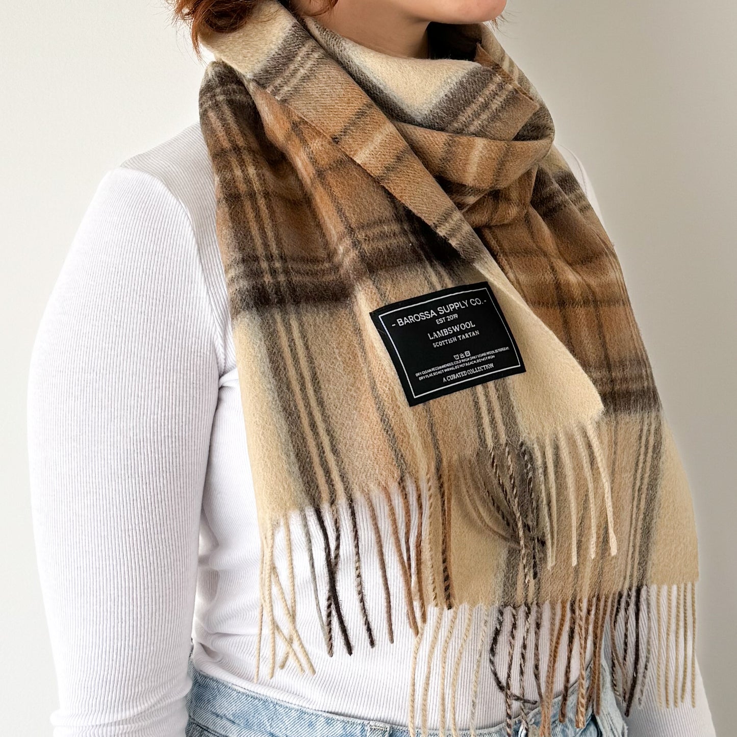 Stewart Natural Dress - Scottish Tartan Lambswool Scarf