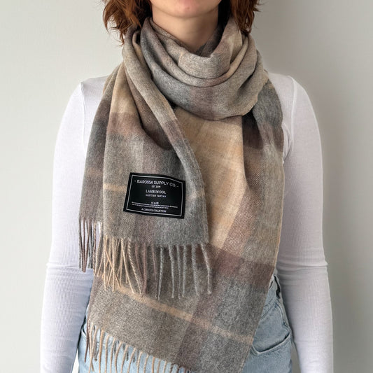 Mackellar Natural - Scottish Tartan Lambswool Wide Scarf