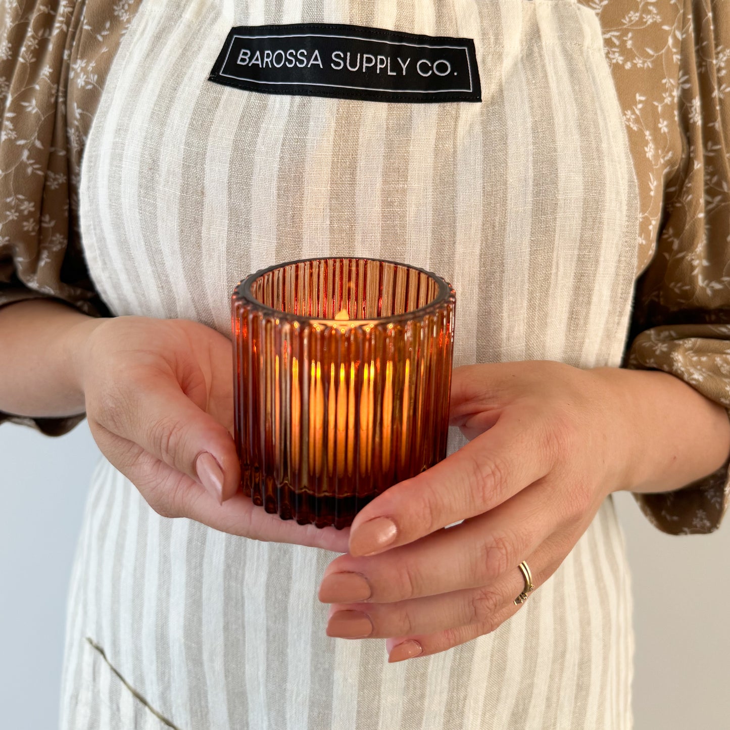 Amber Glass Votive Holder