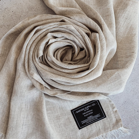 Natural - Linen Scarf - Fringed