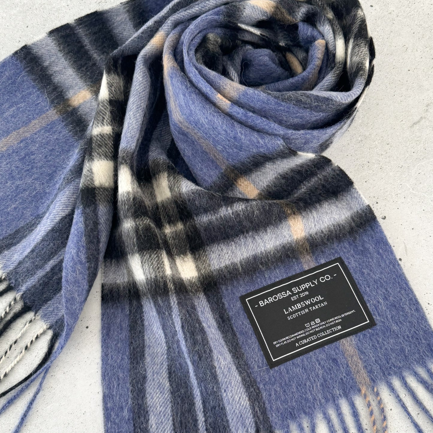 Thomson Enlarged Denim  - Scottish Tartan Lambswool Scarf