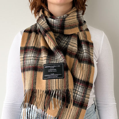 Stewart Camel - Scottish Tartan Lambswool Scarf