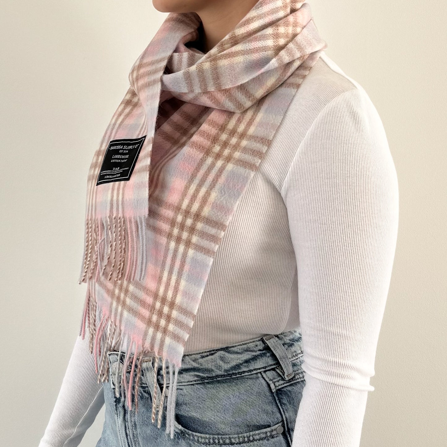 Gingham Pinks - Scottish Tartan Lambswool Scarf