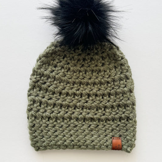 Recycled Fiber - Crochet Pom Pom Beanie..