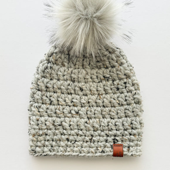 Crochet Pom Pom Beanie - Wool Blend