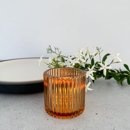 Light Amber Glass Votive Holder