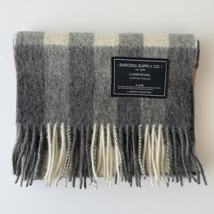 Chequer Teal / Peach / Grey - Scottish Tartan Lambswool Scarf