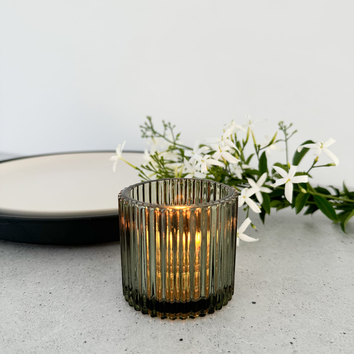 Forest Green Glass Votive Holder