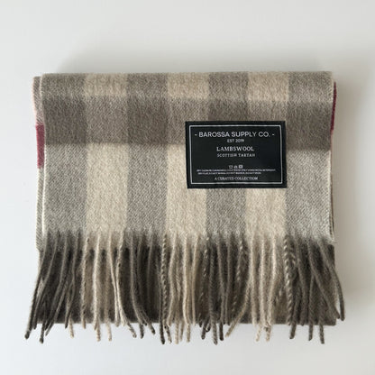 Giant Chequer Pink / Taupe - Scottish Tartan Lambswool Scarf