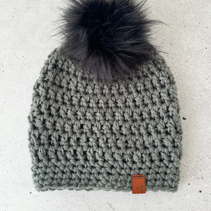 New Season Crochet Pom Pom Beanie - Wool Blend