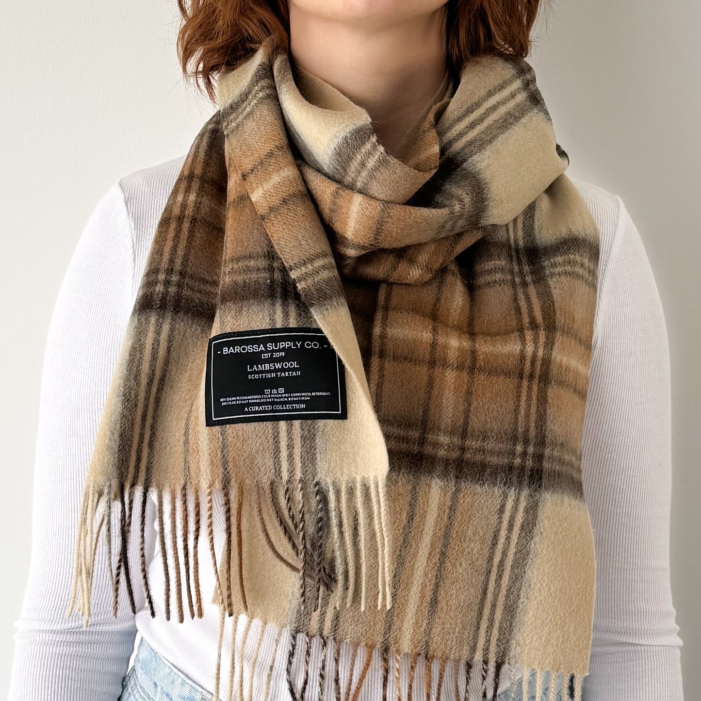 Stewart Natural Dress - Scottish Tartan Lambswool Scarf