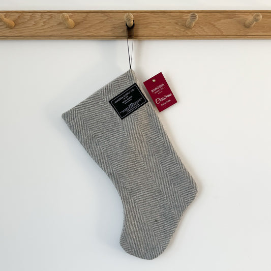 Christmas Stocking - Recycled Wool Herringbone - Grey