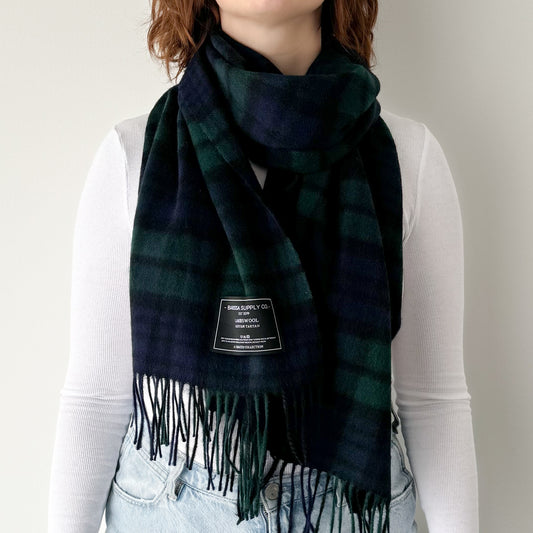 Black Watch - Scottish Tartan Lambswool Wide Scarf