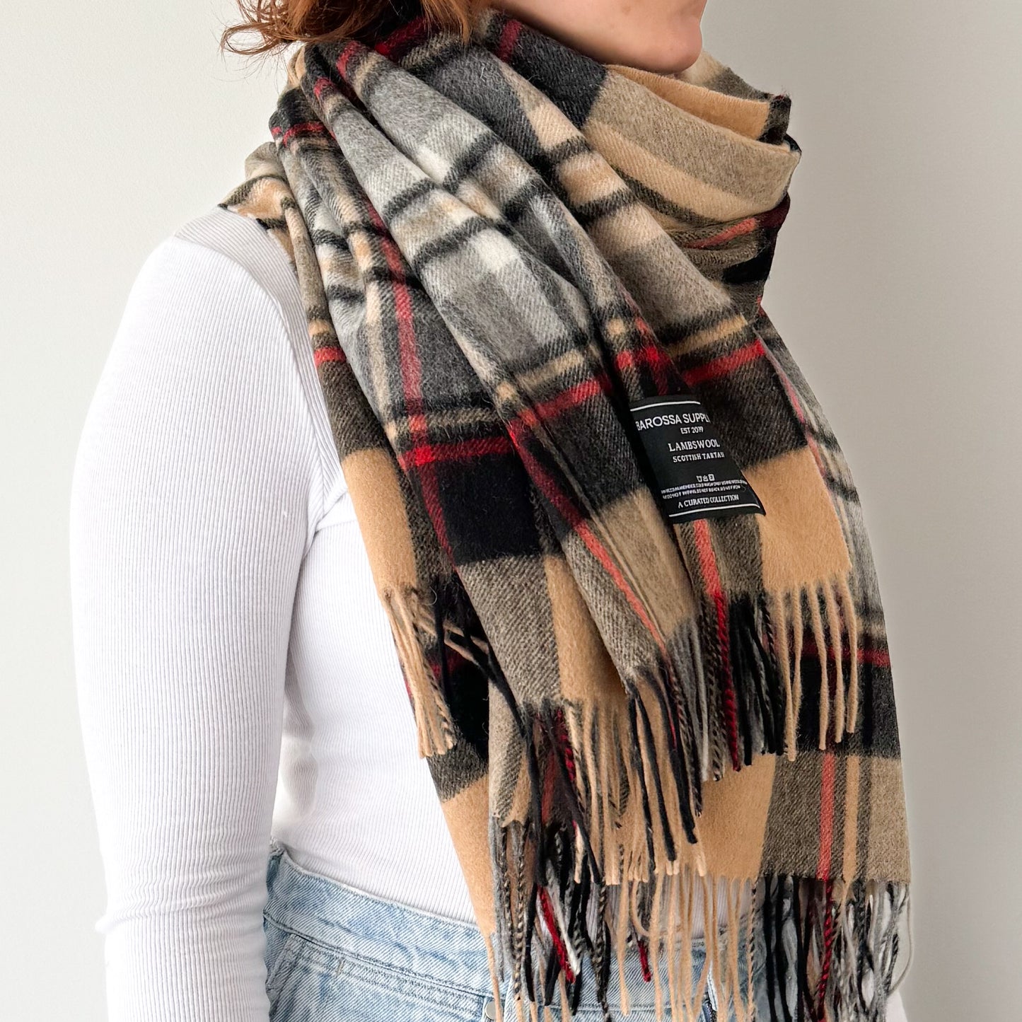 Stewart Camel - Scottish Tartan Lambswool Stole