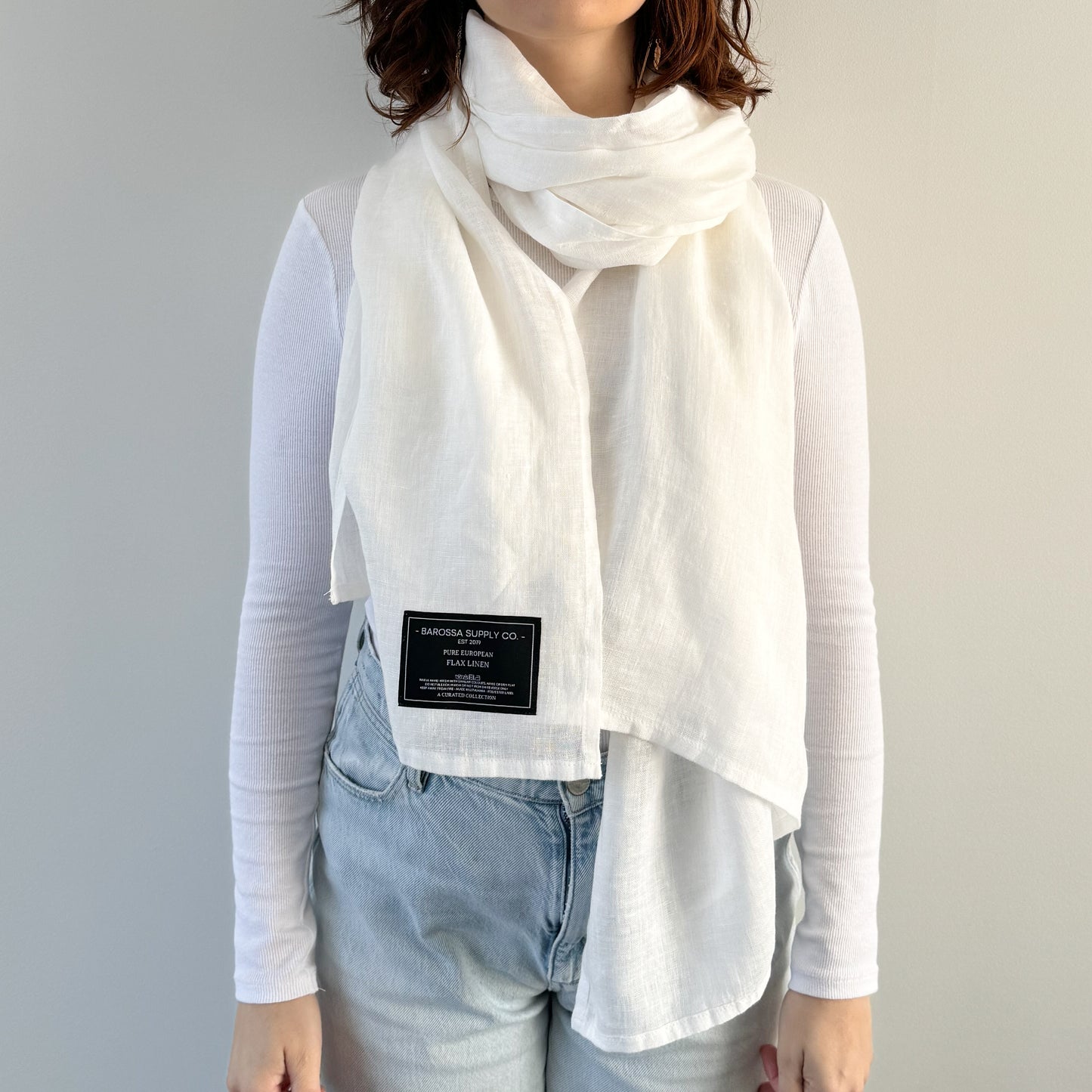 Pure White - Linen Scarf