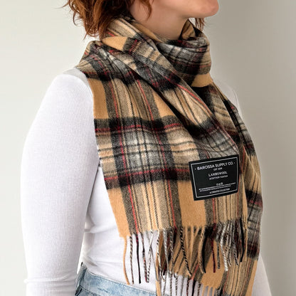 Stewart Camel - Scottish Tartan Lambswool Scarf