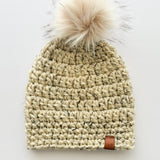 Crochet Pom Pom Beanie - Wool Blend