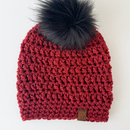New Season Crochet Pom Pom Beanie - Wool Blend