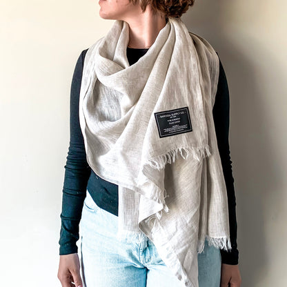 Natural - Linen Scarf - Fringed